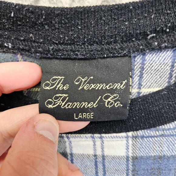 The Vermont Flannel‎ Co Sweatshirt Mens Size Large Blue Plaid Crewneck Pullover - Picture 6 of 9